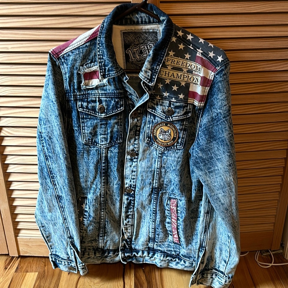 Men's Vintage acid washed Denim Jean Jacket